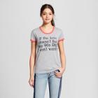 Women's 90's R&b Love Short Sleeve Ringer T-shirt (juniors') - Mighty Fine Heather Gray