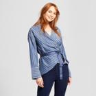 Women's Long Sleeve Tie Waist Blouse - Who What Wear Blue