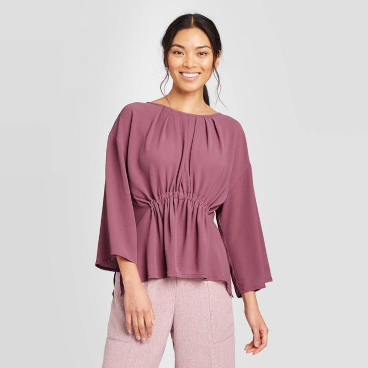 Women's Dolman Long Sleeve Crewneck Blouse - Prologue Purple