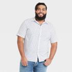 Men's Big & Tall Palm Print Standard Fit Textured Short Sleeve Button-down Shirt - Goodfellow & Co White