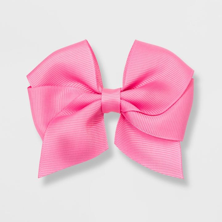 Girls' Solid Bow Clip - Cat & Jack Coral (pink)