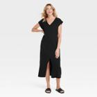 Women's Short Sleeve V-neck Knit Dress - Universal Thread Black