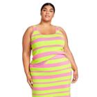 Women's Plus Size Striped Tank Top - Victor Glemaud X Target Pink/green