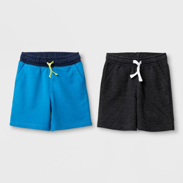 Toddler Boys' Pull-on Shorts 2pk - Cat & Jack Blue & Dark Grey 12 Months, Boy's,