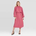 Women's Long Sleeve Smocked Dress - A New Day Pink