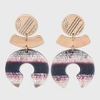 Cutout Post With Curved Bar And Open Circle Drop Earrings - Universal Thread Black