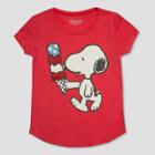 Peanuts Girls' Snoopy Ice Cream Graphic Short Sleeve T-shirt - Red