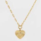 14k Gold Dipped 'o' Initial Diamond Cut Heart Pendant Necklace - A New Day Gold