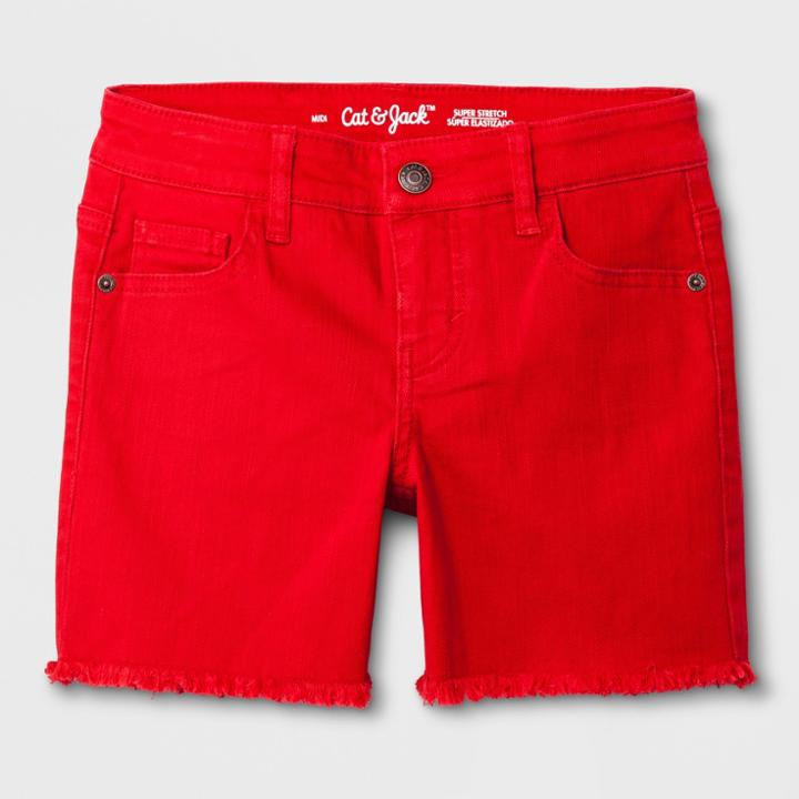 Plus Size Girls' Raw Edge Shorts - Cat & Jack Red