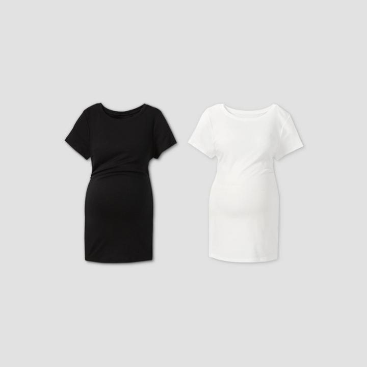 Maternity Short Sleeve Non Shirred T-shirt - Isabel Maternity By Ingrid & Isabel Black/white
