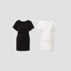 Maternity Short Sleeve Non Shirred T-shirt - Isabel Maternity By Ingrid & Isabel Black/white