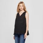 Maternity Embroidered Woven Tank - Isabel Maternity By Ingrid & Isabel Black