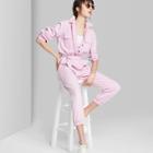 Women's Long Sleeve Collared Neck Belted Utility Jumpsuit - Wild Fable Lavender Xs, Women's, Purple
