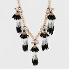 Statement 3d Flowers With Beaded Fringe Necklace - A New Day,