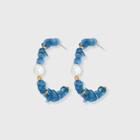Beaded Pearl Hoop Earrings - A New Day Blue