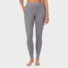 Warm Essentials By Cuddl Duds Women's Waffle Thermal Leggings With Pockets - Graphite Heather