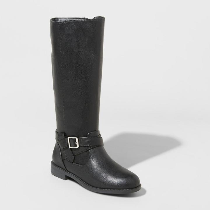 Girls' Aniya Microsuede Tall Fashion Boots - Cat & Jack Black