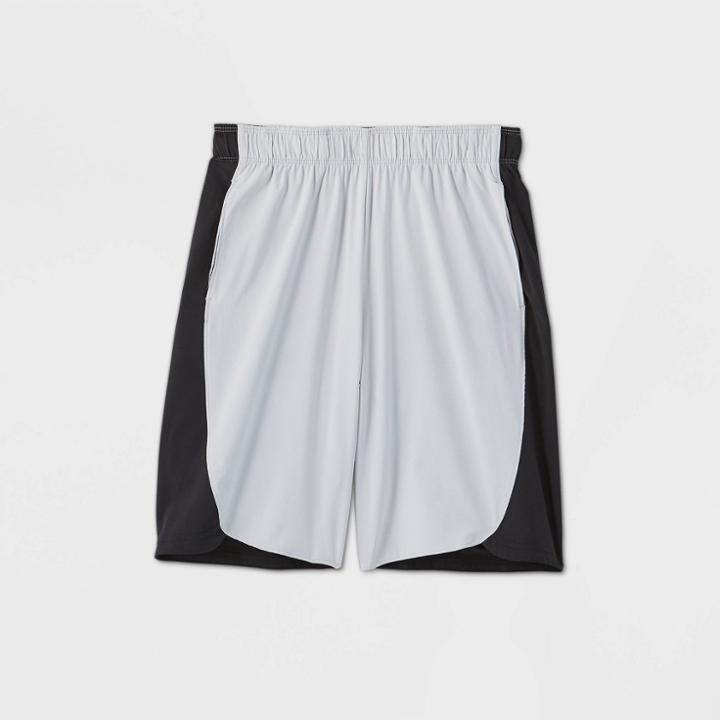 Boys' Color Block Stretch Woven Shorts - All In Motion Light Gray