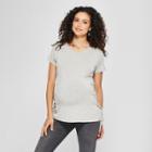 Maternity Short Sleeve Lace-up Top - Macherie - Heather Gray