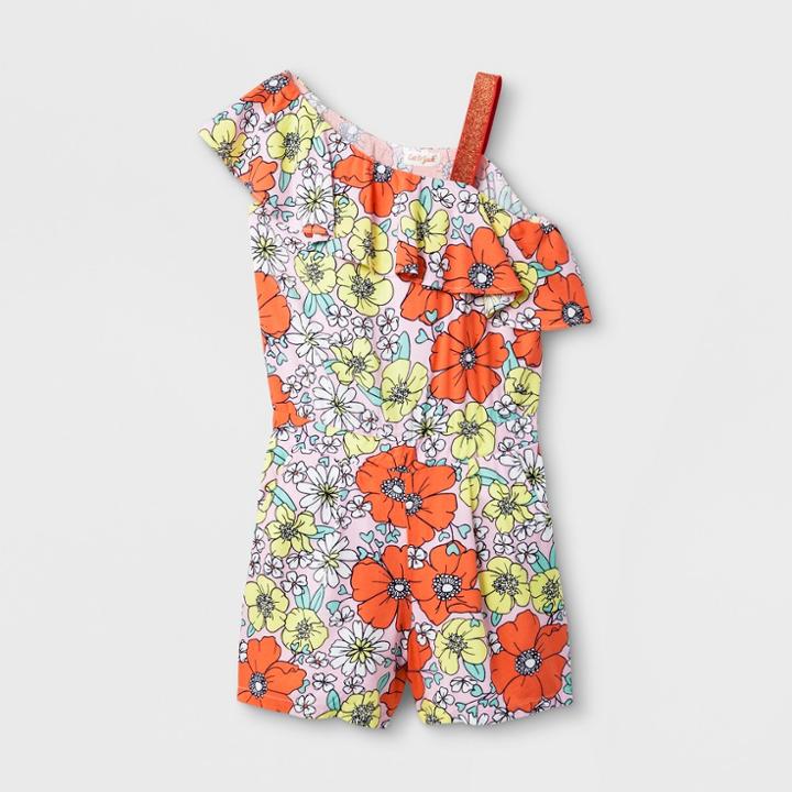 Girls' Floral Woven Ruffle Romper - Cat & Jack