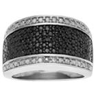 Journee Collection 1/10 Ct. T.w. Round-cut Diamond Pave Set Ring In Sterling Silver - Black,