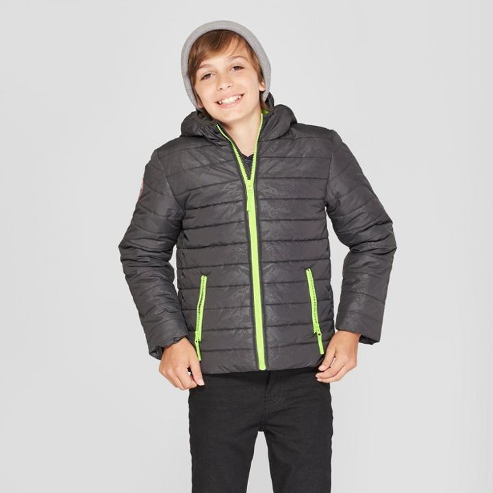 Boys' Puffer Hooded Jacket - Cat & Jack Charcoal