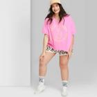 Women's Plus Size Ascot + Hart Peace Short Sleeve Graphic T-shirt - Pink