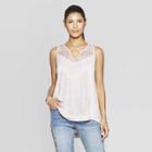 Women's V-neck Tank Top With Lace - Knox Rose Pink