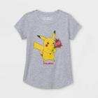 Girls' Pokemon Pikachu Short Sleeve Graphic T-shirt - Heathered Gray