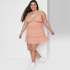 Women's Plus Size Sleeveless Triangle Cup Tiered Airy Dress - Wild Fable Pink Rose