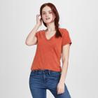 Women's Short Sleeve V-neck T-shirt - Universal Thread Rust Xs, Women's, Red