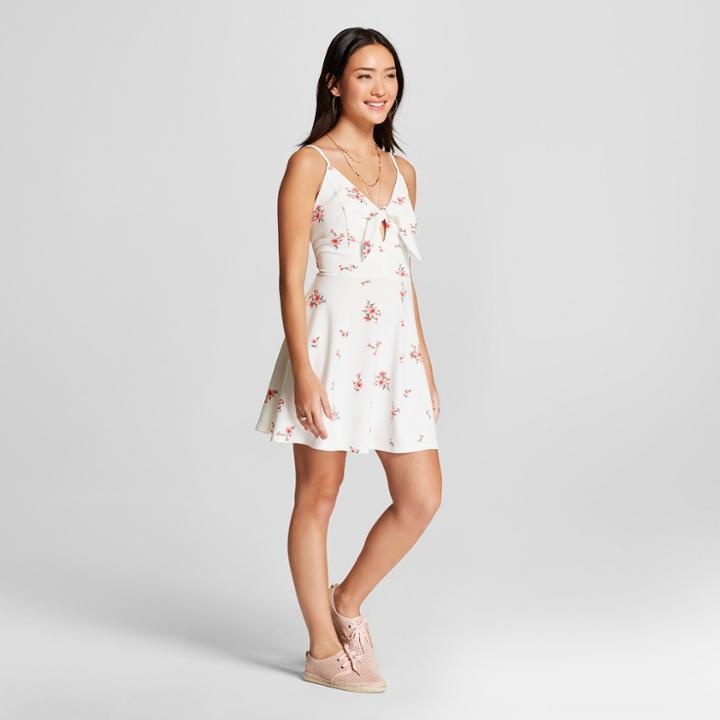 Women's Floral Print Strappy Fit & Flare Dress - Xhilaration Off White