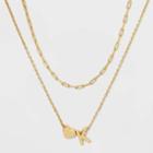 14k Gold Dipped 'k' Initial With Heart Chain Necklace - A New Day Gold