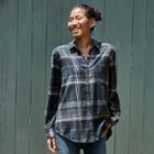 Women's Plaid Long Sleeve Button-down Shirt - Universal Thread Charcoal Gray