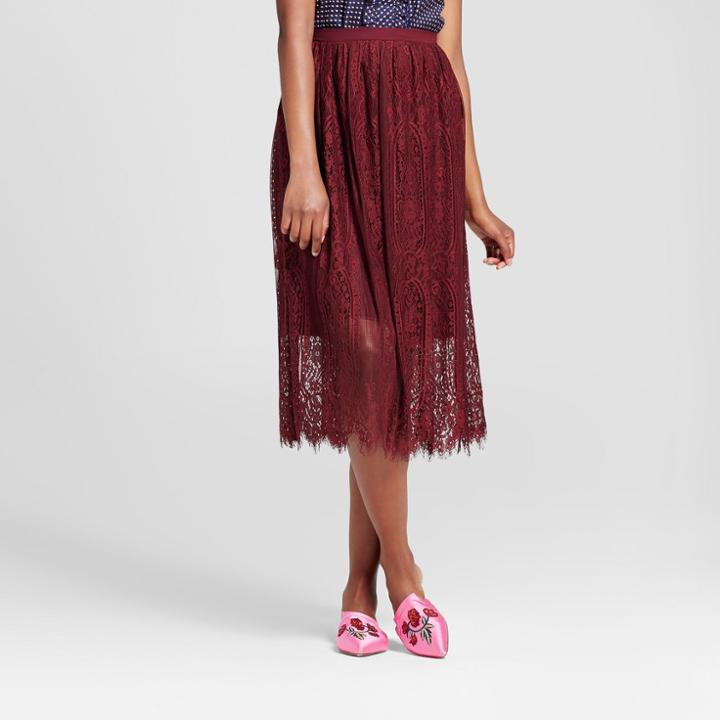 Women's Lace Midi Skirt Set - Xhilaration (juniors') Berry (pink)
