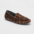Women's Kasia Leopard Print Faux Fur Loafers - A New Day Brown