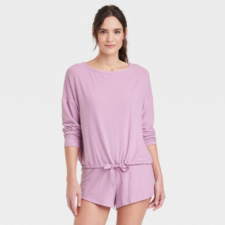 Women's Beautifully Soft Ribbed Pajama Set - Stars Above Purple