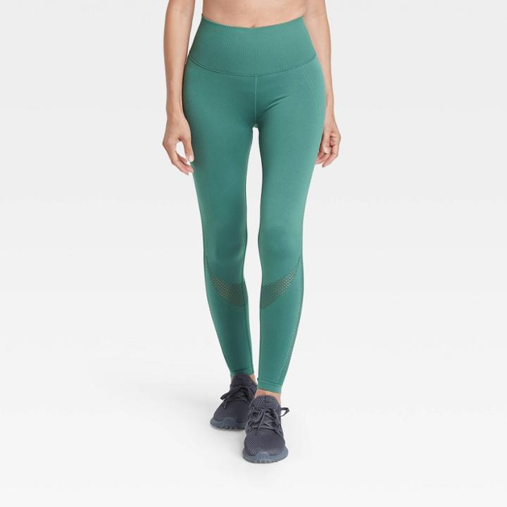 Women's Mid-rise Seamless Open Work 7/8 Leggings 25 - All In Motion Green
