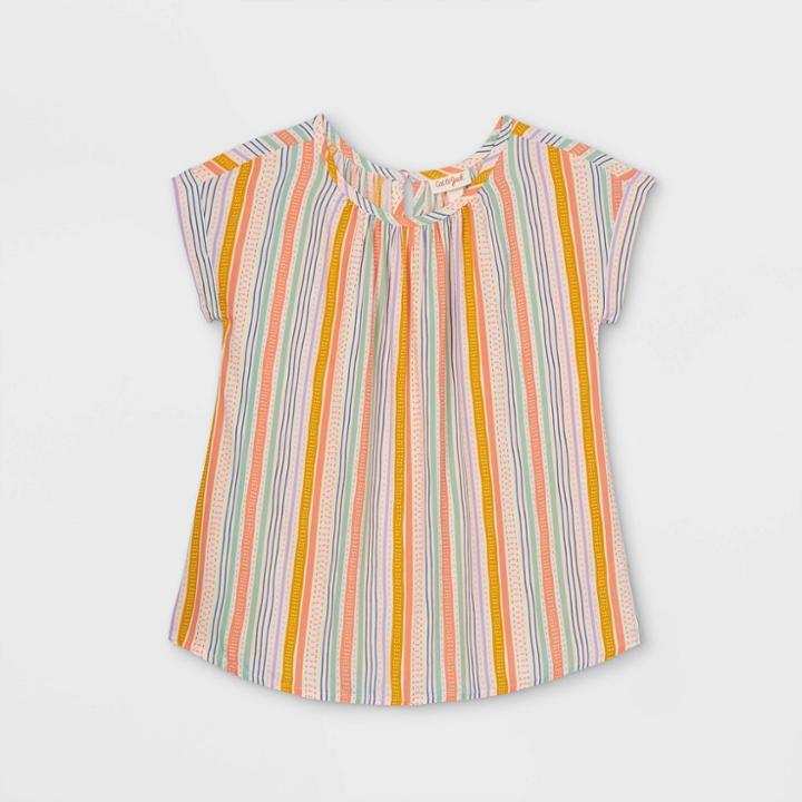 Girls' Short Sleeve Woven Top - Cat & Jack Cream