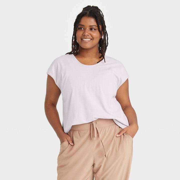Women's Plus Size Cap Sleeve T-shirt - All In Motion Lavender