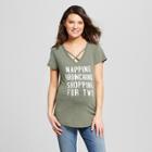 Maternity Short Sleeve Napping Brunching Shopping For Two T-shirt - Grayson Threads - Olive M, Women's, Green