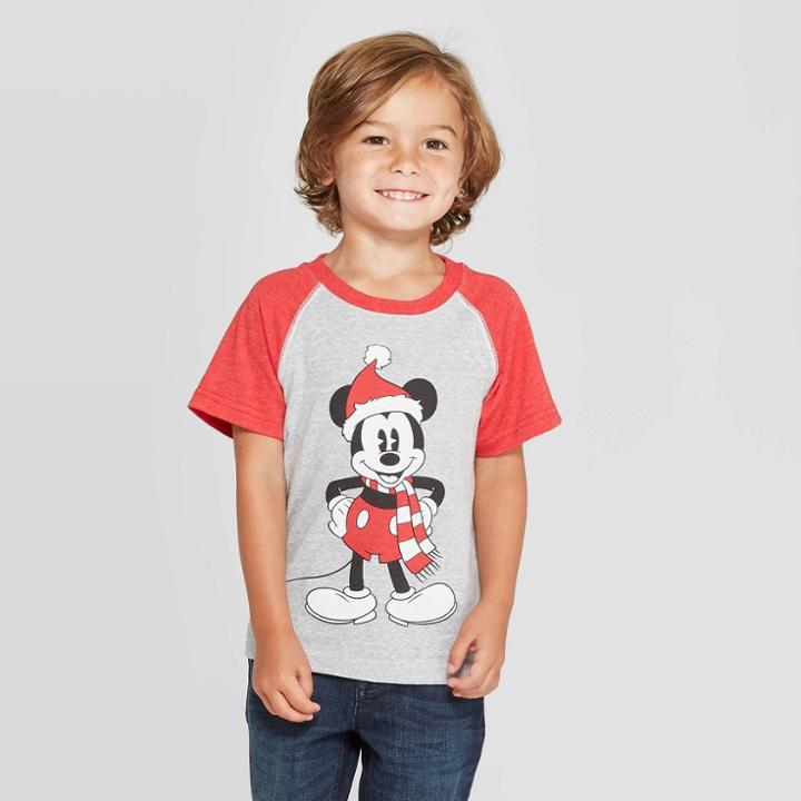 Mickey Mouse & Friends Toddler Boys' Disney Mickey Mouse T-shirt - Heather Gray 12m, Boy's, Gray Red