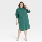 Women's Plus Size Long Sleeve Sweater Dress - A New Day Teal