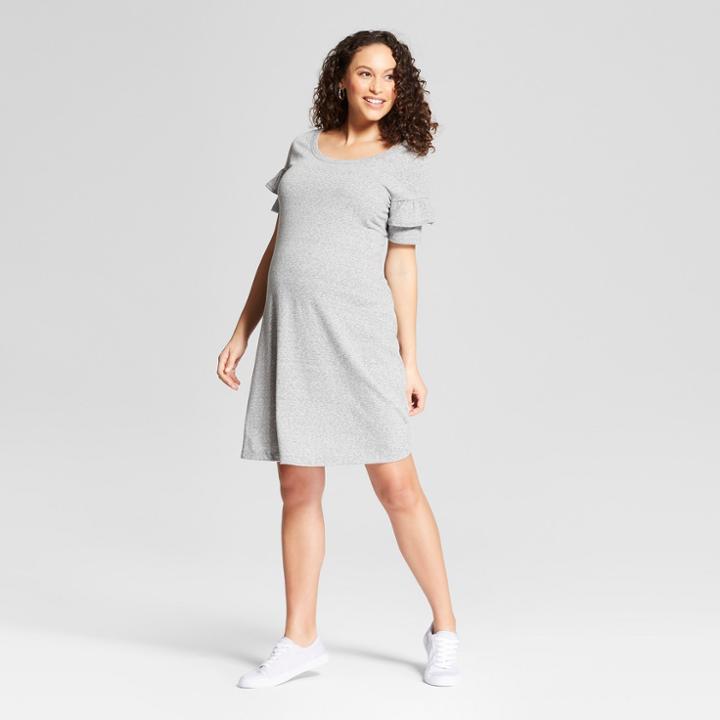 Maternity Knit Ruffle Sleeve T-shirt Dress - Isabel Maternity By Ingrid & Isabel Gray M, Infant Girl's