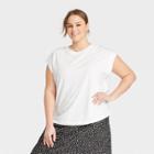 Women's Plus Size Short Sleeve Extended Shoulder T-shirt - A New Day White