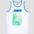 Men's Jaws Neon Ringer Tank Top - White