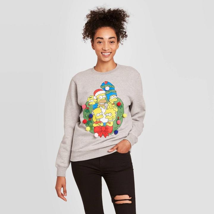 Women's The Simpsons Lightup Holiday Sweatshirt - Heather Gray