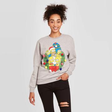 Women's The Simpsons Lightup Holiday Sweatshirt - Heather Gray