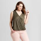 Women's Plus Size Wrap Front Tank - Universal Thread Olive (green)