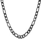 Crucible Men's Black Plated Stainless Steel Figaro Chain Necklace, Size: Small, Black/silver/silver